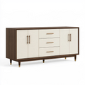 Buffet 160 x 40 x 80 cm en bois brun et crème avec 4 portes 3 tiroirs style vintage