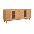Buffet 180 x 45 x 85 cm en bois naturel à 3 tiroirs et 4 portes style scandinave