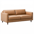 Canapé 2 places 180 x 85 x 82 cm en similicuir camel style moderne pieds en bois