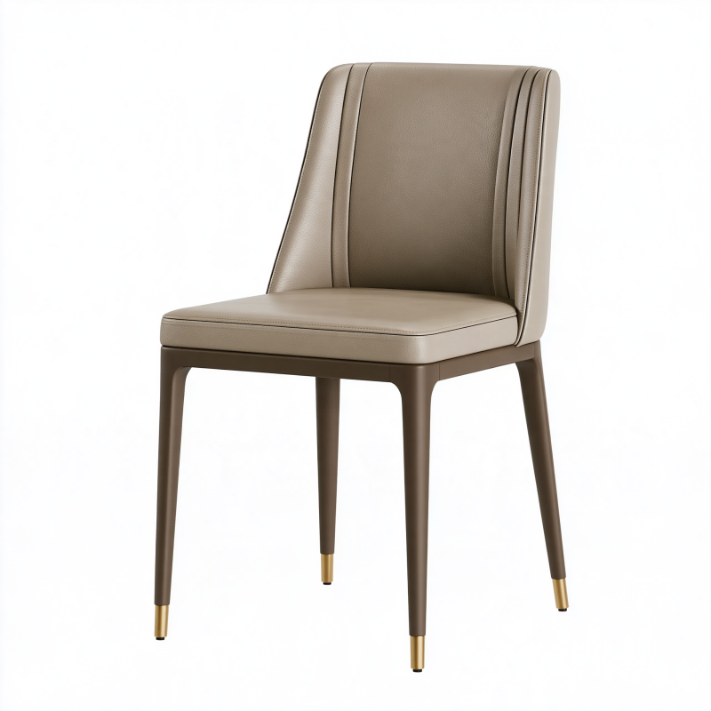 Chaise de salle à manger 50 x 58 x 86 cm taupe revêtement aspect cuir style contemporain