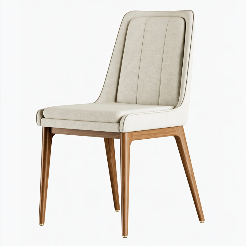 Chaise de salle à manger 50 x 60 x 90 cm en tissu beige et bois style contemporain