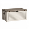 Coffre de rangement extérieur 120 x 56 x 63 cm en résine beige taupe avec couvercle
