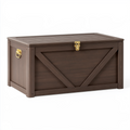 Coffre de rangement 120 x 60 x 65 cm en bois brun avec couvercle à loquet