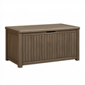Coffre de rangement extérieur 120 x 61 x 64 cm en résine marron avec couvercle