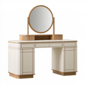 Coiffeuse avec miroir 140 x 45 x 150 cm bois crème et naturel avec tiroirs style contemporain