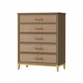Commode 80 x 40 x 120 cm en bois marron avec cinq tiroirs style contemporain