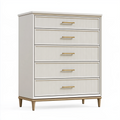 Commode 80 x 40 x 110 cm en bois blanc cassé à 5 tiroirs style classique