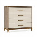Commode 90 x 45 x 100 cm beige et brun à 4 tiroirs style classique