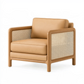 Fauteuil 85 x 80 x 78 cm en bois cannage beige style contemporain
