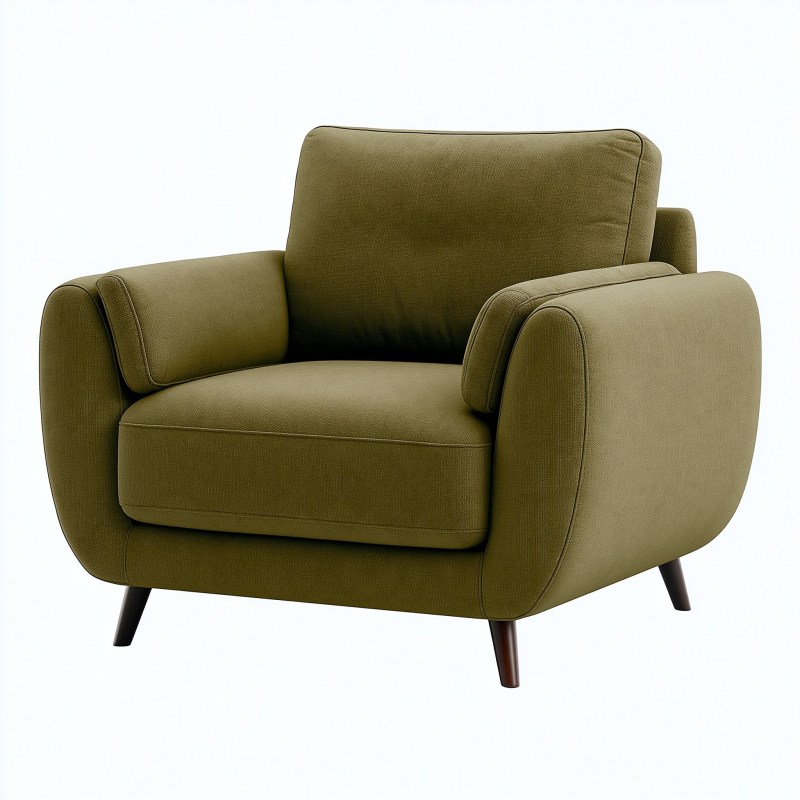 Fauteuil 90 x 85 x 86 cm en tissu vert olive - style contemporain pieds en bois
