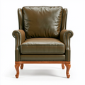 Fauteuil 92 x 88 x 108 cm en revêtement aspect cuir marron style classique