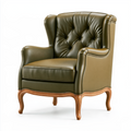 Fauteuil 90 x 85 x 105 cm aspect cuir vert olive style classique capitonné