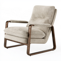 Fauteuil 76 x 85 x 94 cm en tissu beige et bois brun - assise rembourrée style contemporain