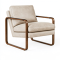 Fauteuil 75 x 85 x 82 cm en tissu beige avec structure en bois style rétro