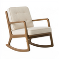 Fauteuil à bascule 68 x 88 x 92 cm en bois marron et tissu beige style contemporain