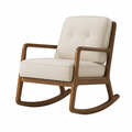 Fauteuil à bascule 70 x 92 x 98 cm en bois brun et tissu beige style moderne