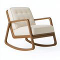 Fauteuil à bascule 90 x 70 x 98 cm en bois et tissu beige avec accoudoirs