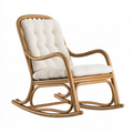 Fauteuil à bascule 100 x 70 x 95 cm en rotin brun avec assise écrue style naturel