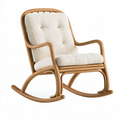 Fauteuil à bascule 70 x 95 x 100 cm bois courbé beige style scandinave