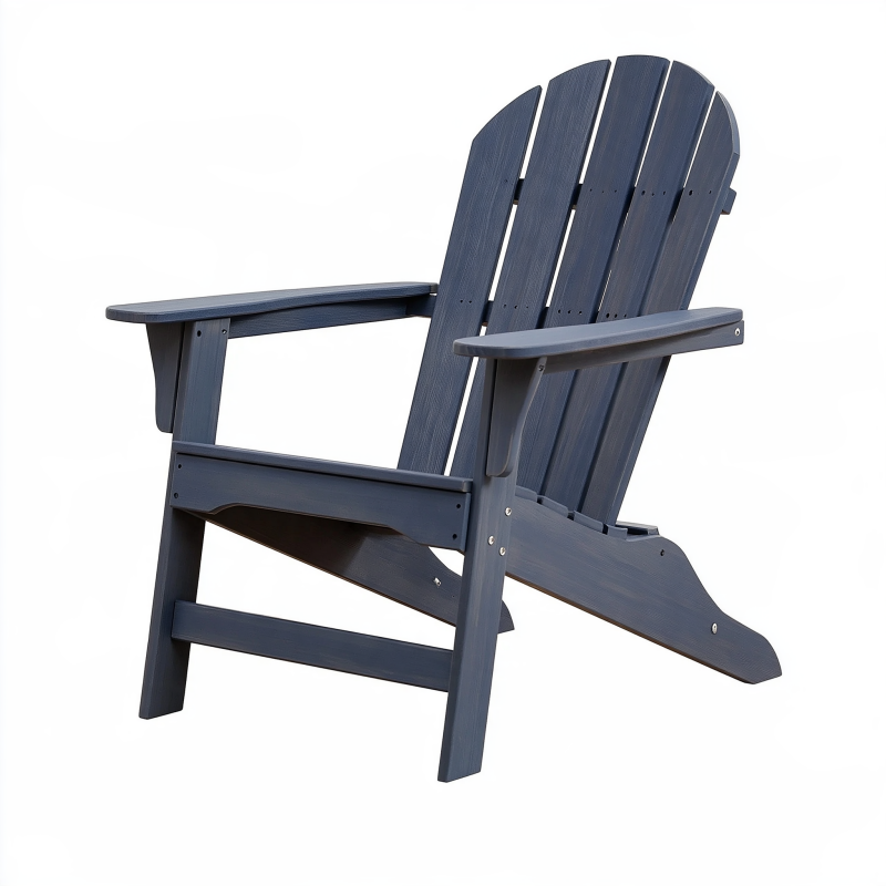 Fauteuil de jardin 98 x 76 x 92 cm bleu foncé en plastique aspect bois style Adirondack