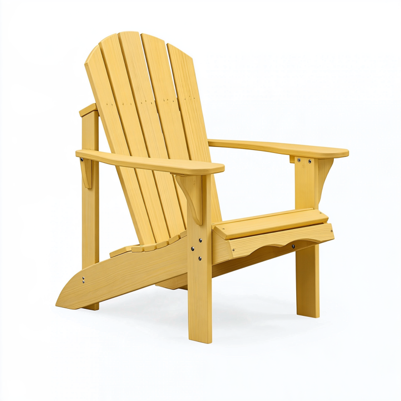 Fauteuil Adirondack 88 x 80 x 95 cm en bois jaune pour jardin avec accoudoirs