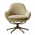Fauteuil pivotant 78 x 75 x 85 cm tissu beige piètement métal style contemporain