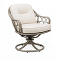 Fauteuil de jardin pivotant 82 x 78 x 92 cm en métal taupe et tissu beige style contemporain