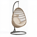 Fauteuil suspendu 105 x 105 x 195 cm en résine tressée beige avec support en métal style bohème