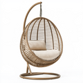 Fauteuil suspendu 100 x 100 x 195 cm en métal et rotin synthétique beige avec support