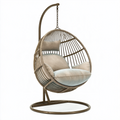 Fauteuil suspendu 105 x 105 x 195 cm en métal tressé brun pour jardin style bohème